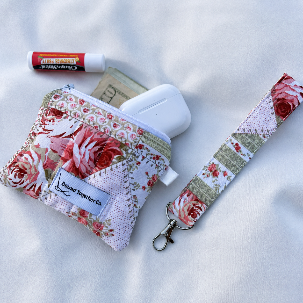 Vintage Rose Wristlet and Keychain Wallet